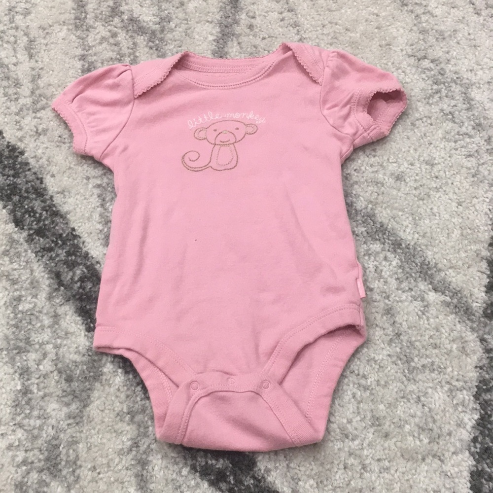 ⚡️$4 FLASH SALE⚡️ Pink Bodysuit Monkey 12-18